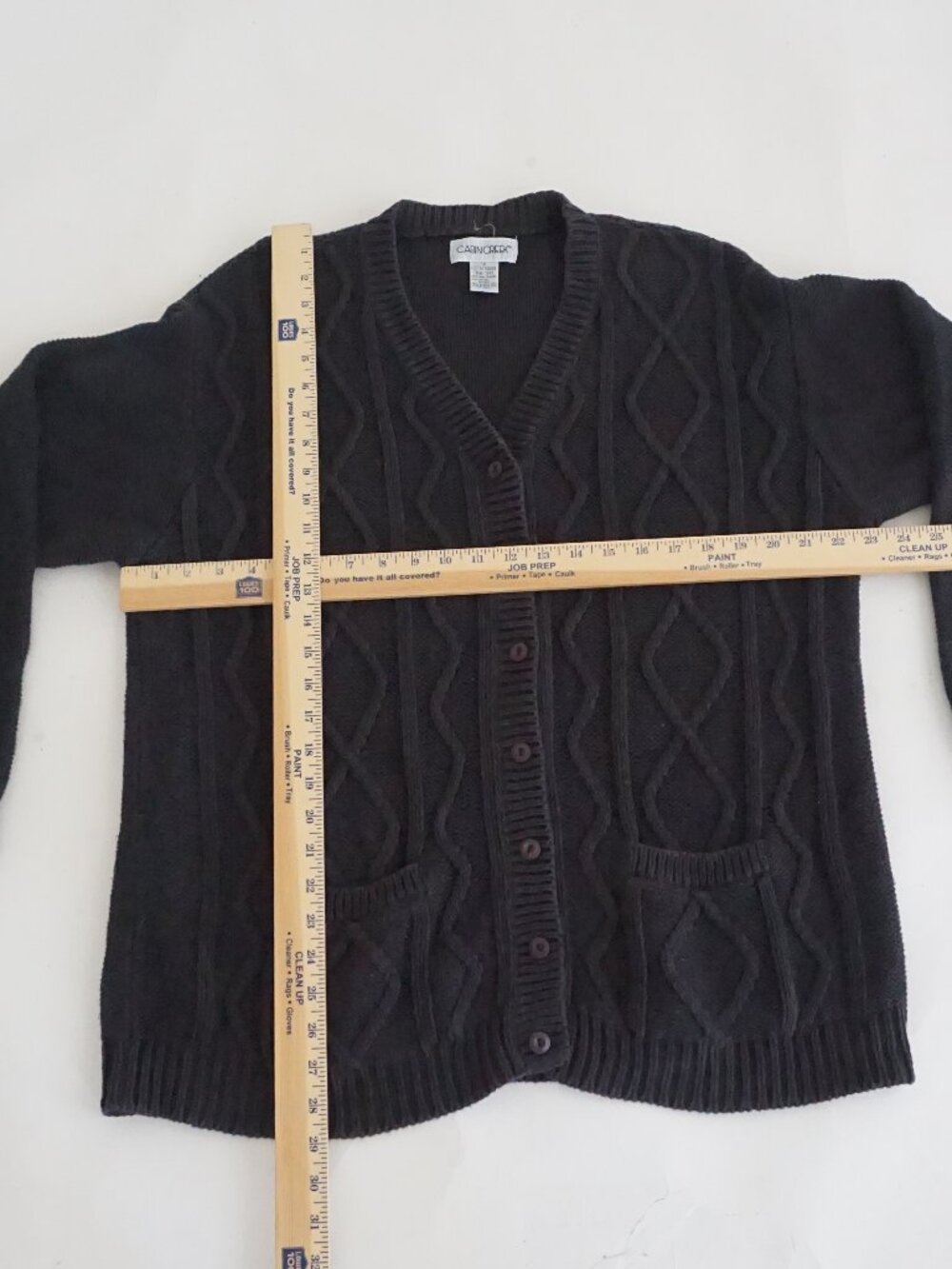 Vintage Cabin Creek Black Cable Knit Textured Cotton Blend Boho Cardigan 1X - Picture 2 of 11
